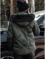 MODIVA prošívaná dámská zimní bunda s kapucí zelená FashionStreet TY4727