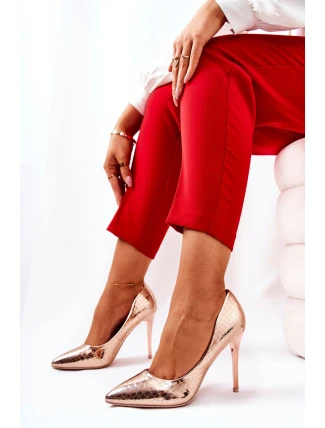 Podpatky s hadím vzorem Růžové zlato Tissoria