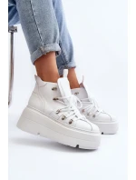Zazoo 3416 Kožené Dámské Sportovní Boty Bílé