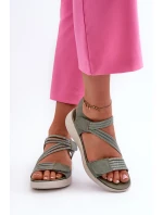 Dámské pohodlné sandály na suchý zip zelené Eladora