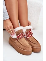 Nízké Dámské Sněhule Na Platformě S Kožíškem Camel Neathren