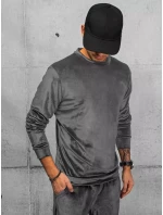 Pánská šedá velurová mikina FashionStreet BX5533