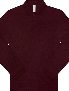 B&C My Polo 210 LSL Piqué polo s dlouhým rukávem z těžké bavlny 01.U427 heather burgundy