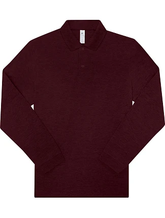 B&C My Polo 210 LSL Piqué polo s dlouhým rukávem z těžké bavlny 01.U427 heather burgundy B&C My Polo 210 LSL Piqué polo s dlouhým rukávem z těžké bavlny 01.U427 heather burgundy