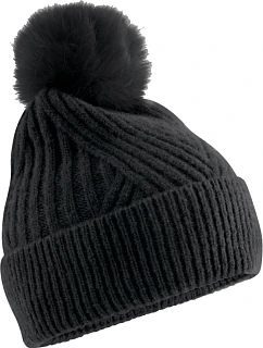 Beechfield B 529 Pletená čepice s bambulí "Snow Luxe" 53.0529 black