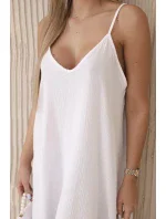 Mušelínové šaty na ramínka bílý