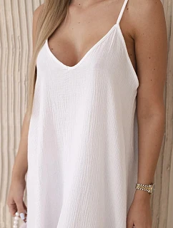 Mušelínové šaty na ramínka bílý