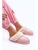 Dámské Pantofle s Kožešinou Růžové Pinky