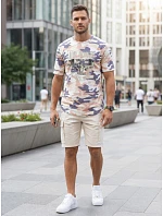 Klasické pánské tričko v kamuflážovém vzoru s potiskem, béžové, FashionStreet NX2001R