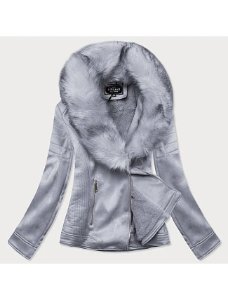 Dámské semišové ramonesky s kožešinou heather (6502big)
