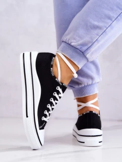 Dámské  zavazováním tenisky Černá Menifee