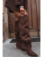 Nafukovací dámské kozačky na jehlovém podpatku čokoládové Ysolienne