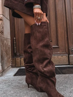 Nafukovací dámské kozačky na jehlovém podpatku čokoládové Ysolienne