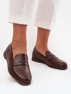 Mokasíny Loafersy Dámské Z Eko Kůže Čokoládové Bessina