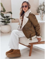 Dámská kožená bunda s ovčí kůží NORFDIMA camel FashionStreet TY4738