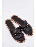Ploché dámské sandály se zlatým detailem černé Noroti Ploché dámské sandály se zlatým detailem černé Noroti