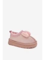 Dětské sněhule s výšivkou a mašlí Růžové Daven