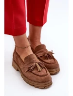 Zazoo Dámské semišové mokasíny s třásněmi, hnědé Zazoo Dámské semišové mokasíny s třásněmi, hnědé