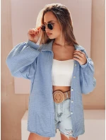 Dámská mušelínová košile oversize MUSLINEA modrá FashionStreet DY0479