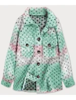 Růžovo-mátová dámská košilová bunda se stojáčkem (1132) Růžovo-mátová dámská košilová bunda se stojáčkem (1132)