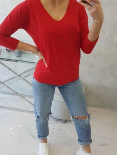 Halenka s výstřihem do V červená