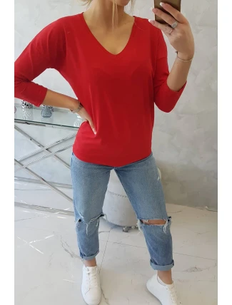 Halenka s výstřihem do V červená Halenka s výstřihem do V červená