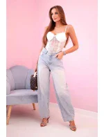 Dámská krajková halenka s ramínky ecru Dámská krajková halenka s ramínky ecru