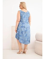 Dámské šaty Plus Size z viskózy s květinovým vzorem na ramínkách džínové