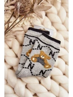 Teplé Bavlněné Ponožky S Medvídkem Šedé Teplé Bavlněné Ponožky S Medvídkem Šedé