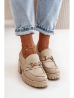 Zazoo 20175 Lakované Polobotky Dámské Na Podpatku Přírodní Kůže Světle Béžové