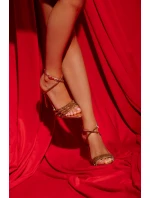 Rosavie zlaté sandály na podpatku s krystaly