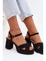 Dámské sandály na podpatku Černé Janelia