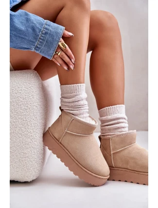 Sněhule Dámské Na Platformě Zateplené Kožíškem Béžové Xamella Sněhule Dámské Na Platformě Zateplené Kožíškem Béžové Xamella