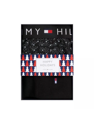 Pánský dárkový set boxerky + ponožky  UM0UM03048 0GU černé se vzorem - Tommy Hilfiger