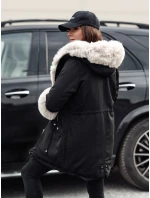 Dámská zimní bunda parka s kožešinou CHARMFUR černá FashionStreet TY4771 Dámská zimní bunda parka s kožešinou CHARMFUR černá FashionStreet TY4771
