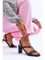 Dámské lakované sandály na podpatku Černá Carrie