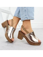 Dámské zlaté sandály na jehlovém podpatku M.Daszynski MR23126-7