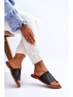 Dámské kožené žabky Černá Amite