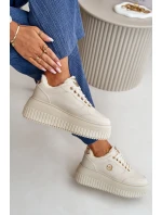 Sneakersy Dámské Sportovní Boty Zateplené Na Masivní Podešvi Béžové Ardiela