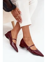Lakované baleríny na jemném podpatku s páskem Bordové Isvella