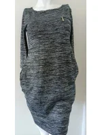 Dámské svetrové šaty 84282 tmavě šedé žíhané - Moon Dámské svetrové šaty 84282 tmavě šedé žíhané - Moon