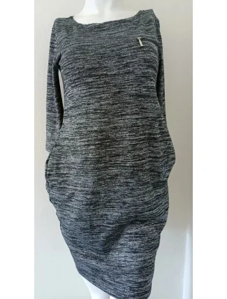 Dámské svetrové šaty 84282 tmavě šedé žíhané - Moon Dámské svetrové šaty 84282 tmavě šedé žíhané - Moon