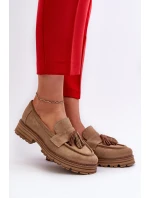 Zazoo 3469 Dámské semišové mokasíny s řasami béžové Zazoo 3469 Dámské semišové mokasíny s řasami béžové