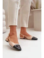 Lakované baleríny na nízkém podpatku s otevřenou patou béžové Kairael