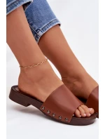 Dámské pantofle s přezkami na nízkém podpatku Camel Brinalle