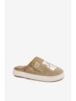 Dámské chlupaté papuče s medvídkem – zelené Noralie