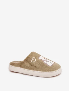 Dámské chlupaté papuče s medvídkem – zelené Noralie