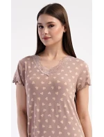 Dámská noční košile s krátkým rukávem Srdíčka Dámská noční košile s krátkým rukávem Srdíčka