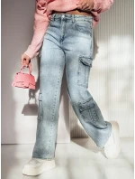 Dámské kalhoty ARGORAVE cargo baggy denim modré FashionStreet UY2226