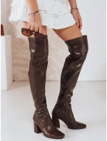Dámské kozačky nad kolena hnědé FashionStreet ZY1246